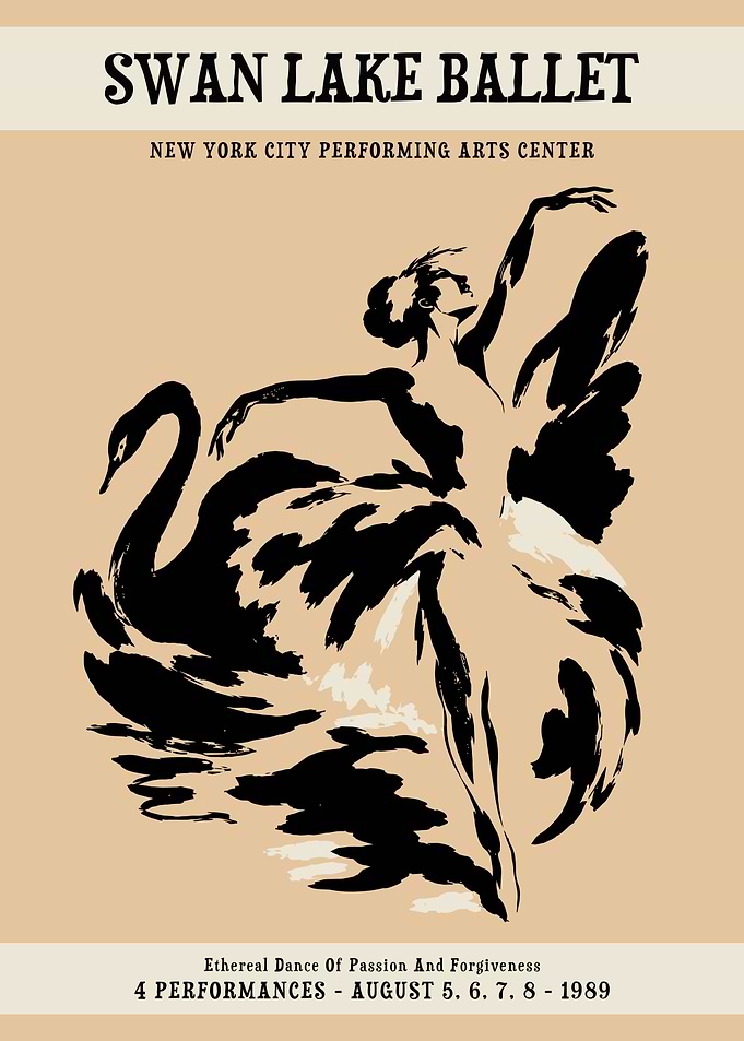 Swan Lake Ballet Vintage Poster