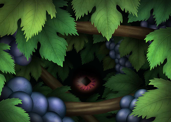 Mysterious Eye Hidden in Grapevines