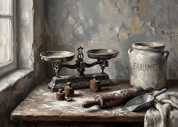 Vintage Kitchen Still Life Painting