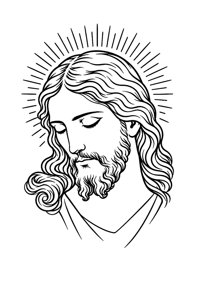 Line Art Portrait of Jesus Christ