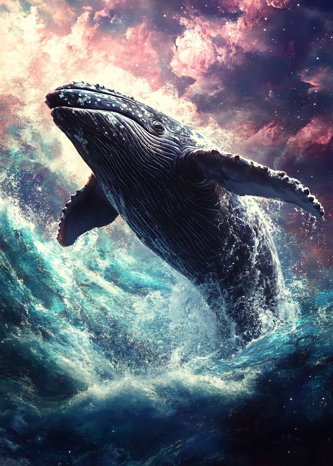 Majestic Humpback Whale in Cosmic Ocean