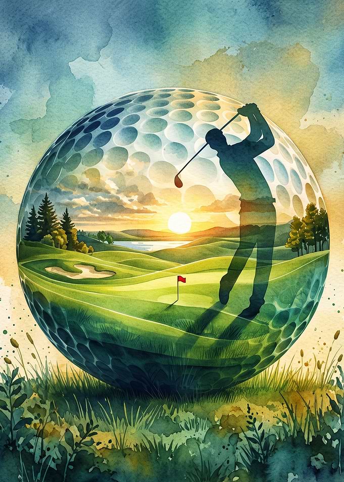 Golf Ball Landscape Silhouette Art