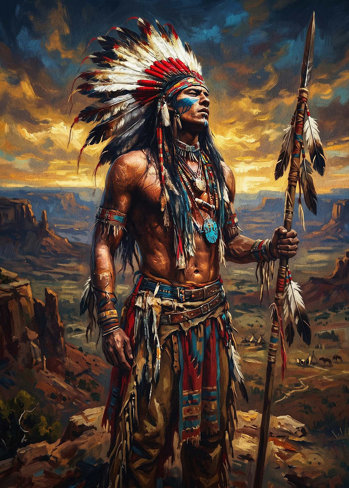 Native Chief Warrior Tribal Poster