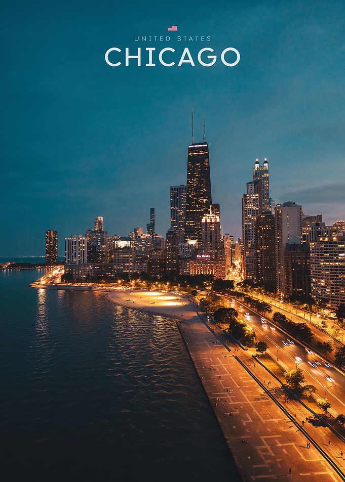 Chicago Skyline at Twilight Poster