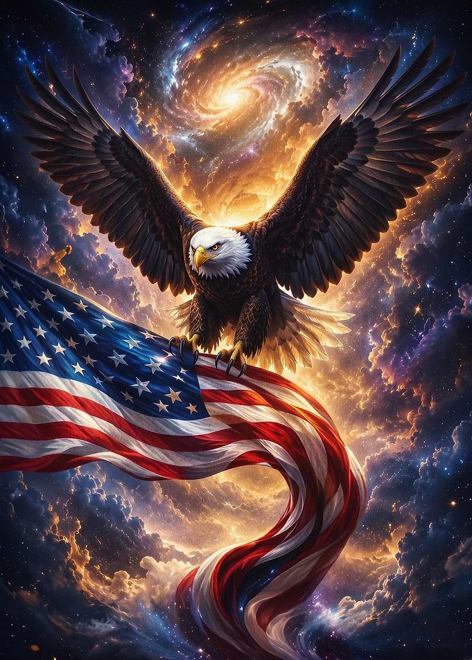 Eagle American Flag Space Galaxy Po