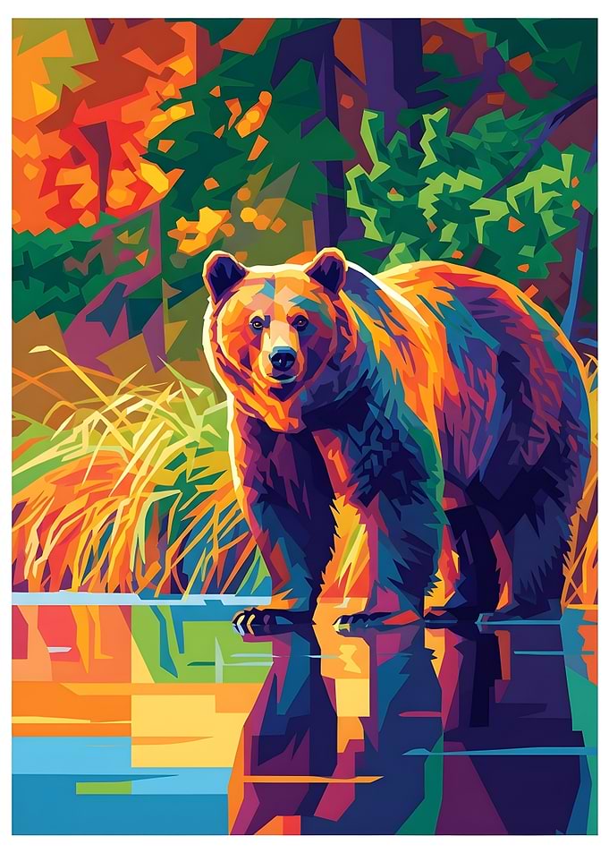 Colorful Geometric Pop Art Bear