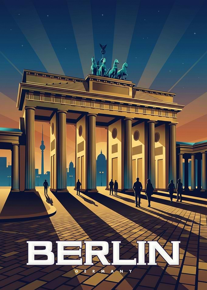Brandenburg Gate Berlin Travel Poster