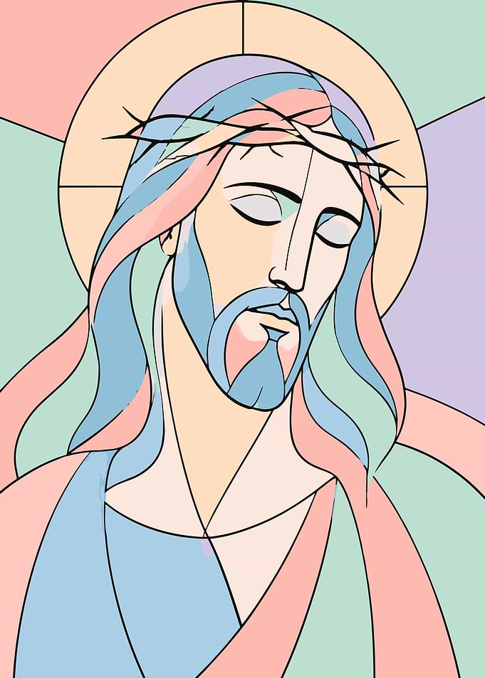 Stained Glass Style Jesus Portrait