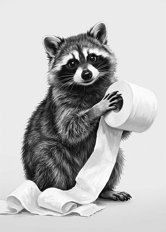 Cute Raccoon Holding Toilet Paper