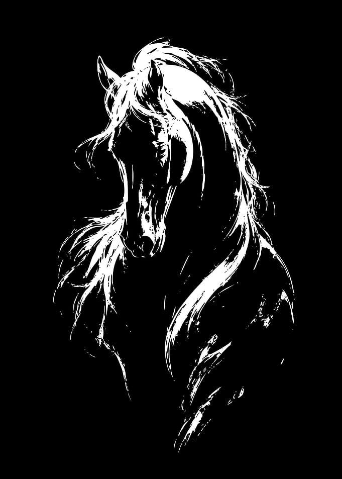 Elegant White Horse Silhouette Art