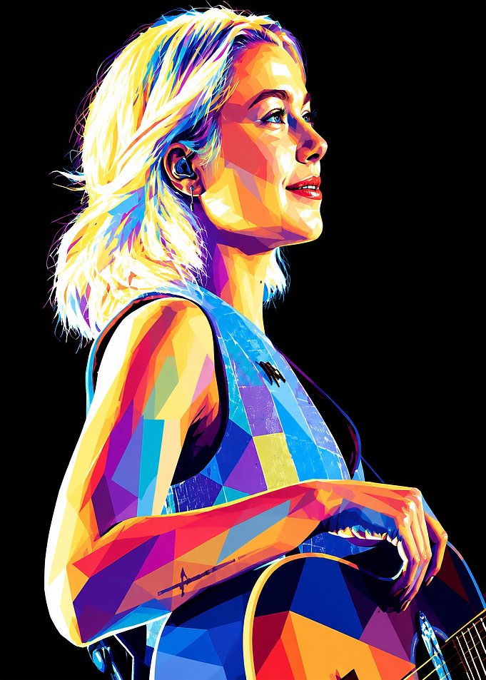 Colorful Low Poly Portrait of Musician