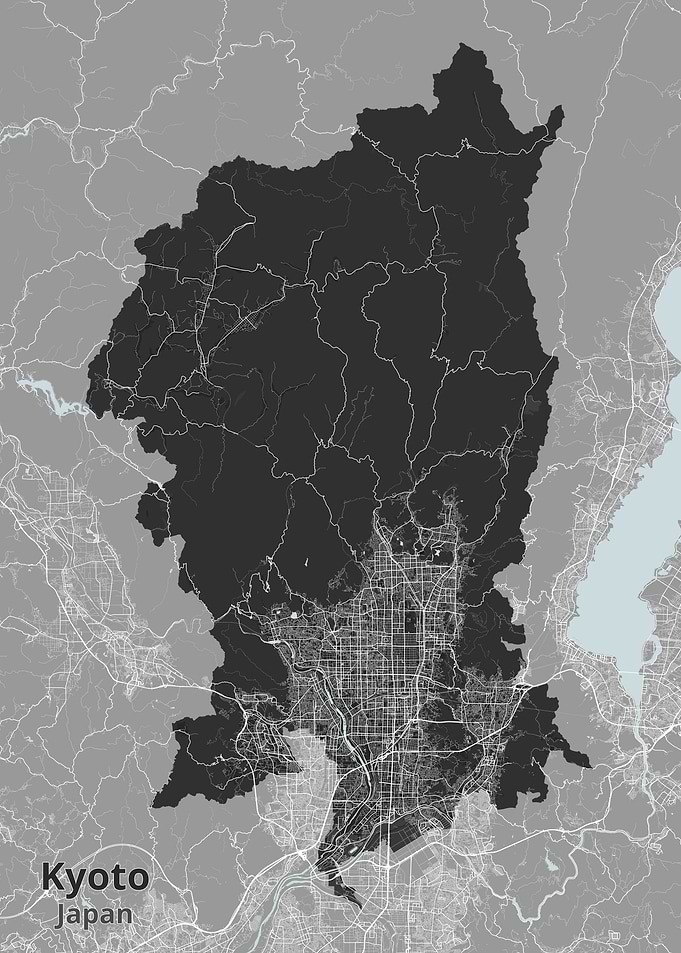 Kyoto Japan Minimalist Map Poster