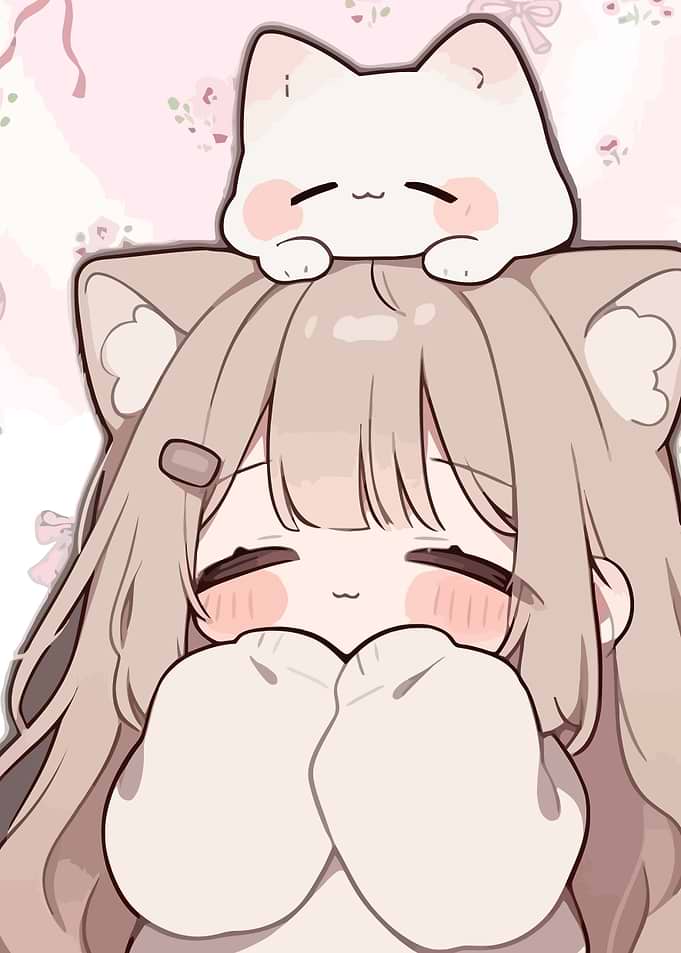 Cute Anime Girl with Cat
