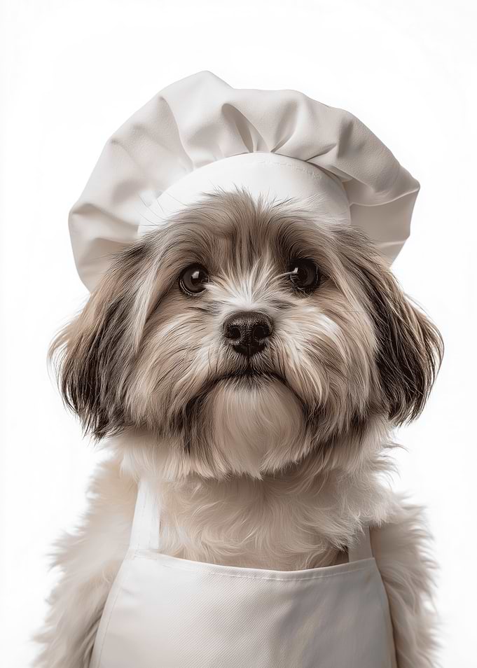 Cute Löwchen Dog Wearing Chef Hat