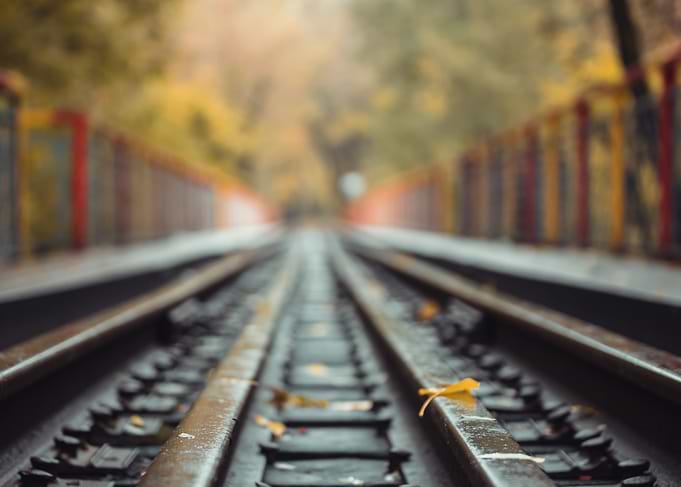 Autumn Railway Tracks Perspective