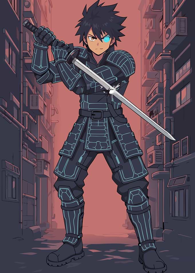 Cyber Eye Samurai: Blade Clash | Anime Warrior Poster