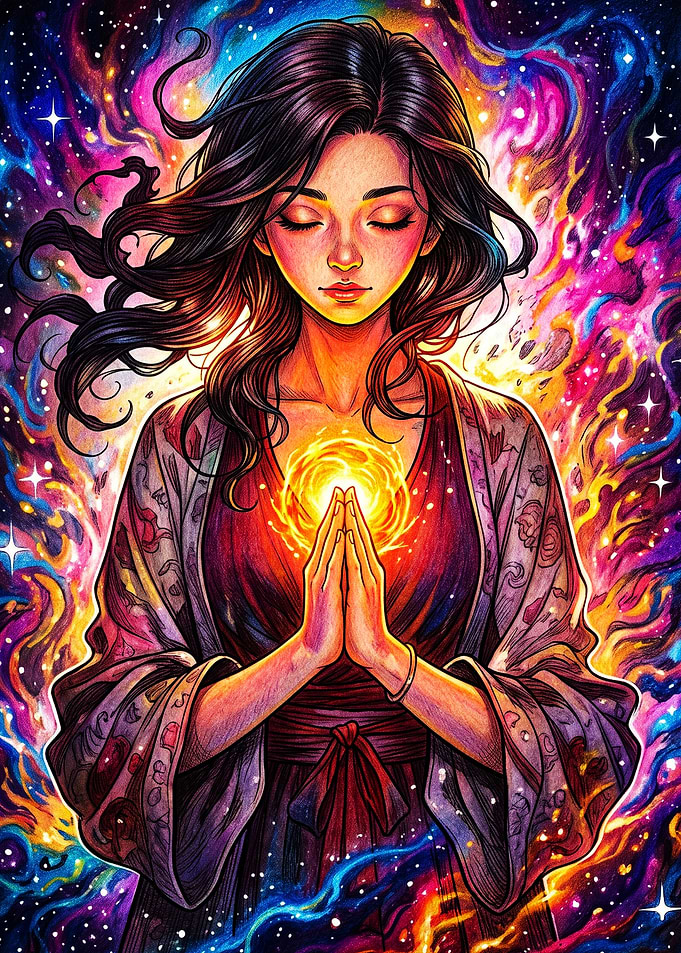 Cosmic Energy Meditation Woman