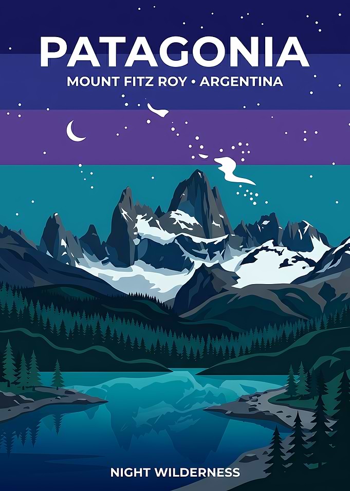 Patagonia Mount Fitz Roy Travel Poster