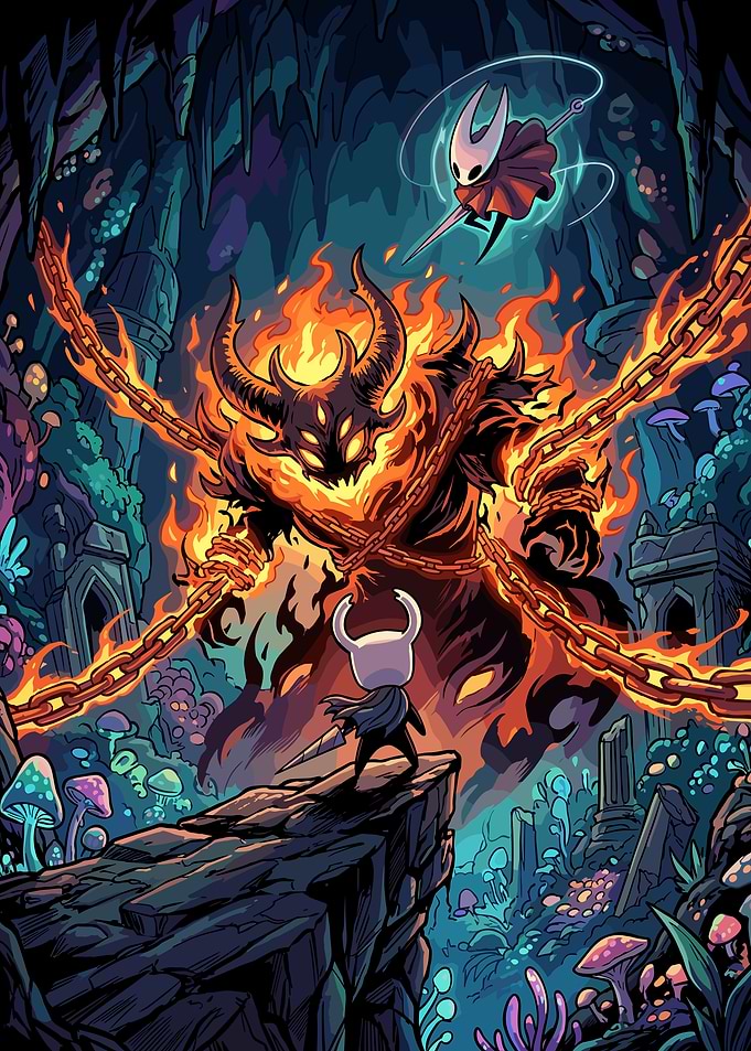 Hollow Knight Battle Against Fiery Boss