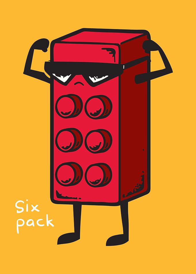 Funny Lego Brick Six Pack Illustration