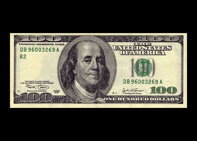 One Hundred Dollar Bill (Black)