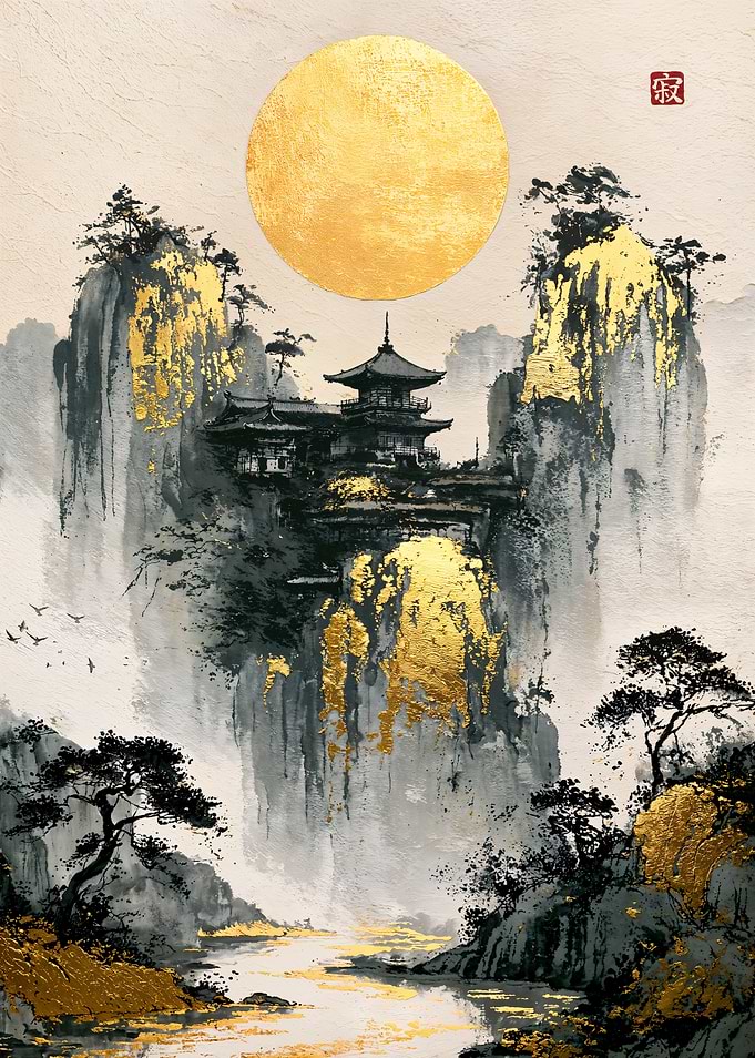 Temple Between Golden Cliffs