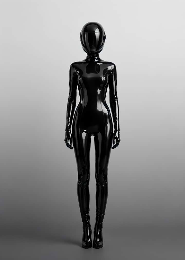 Futuristic Black Latex Bodysuit Figure