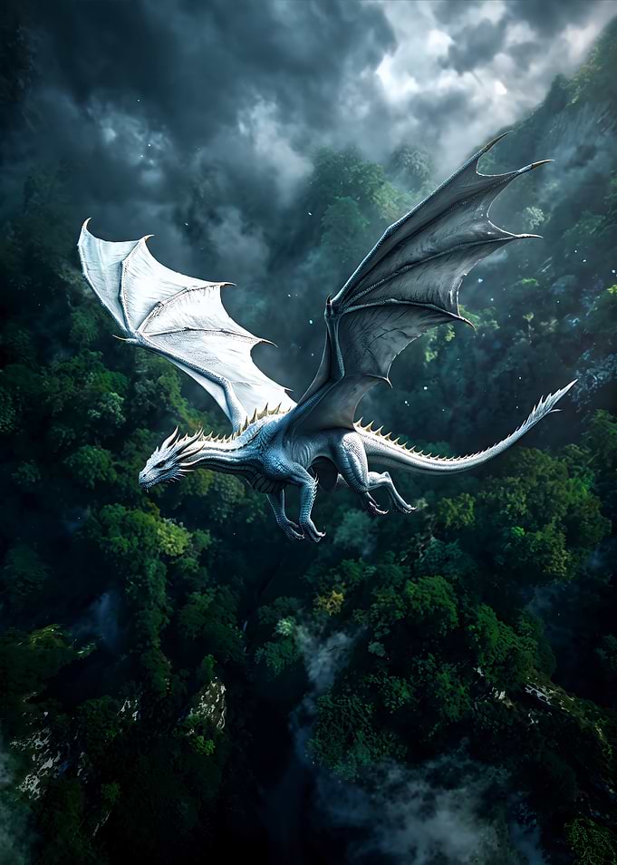 White Dragon Over Forest