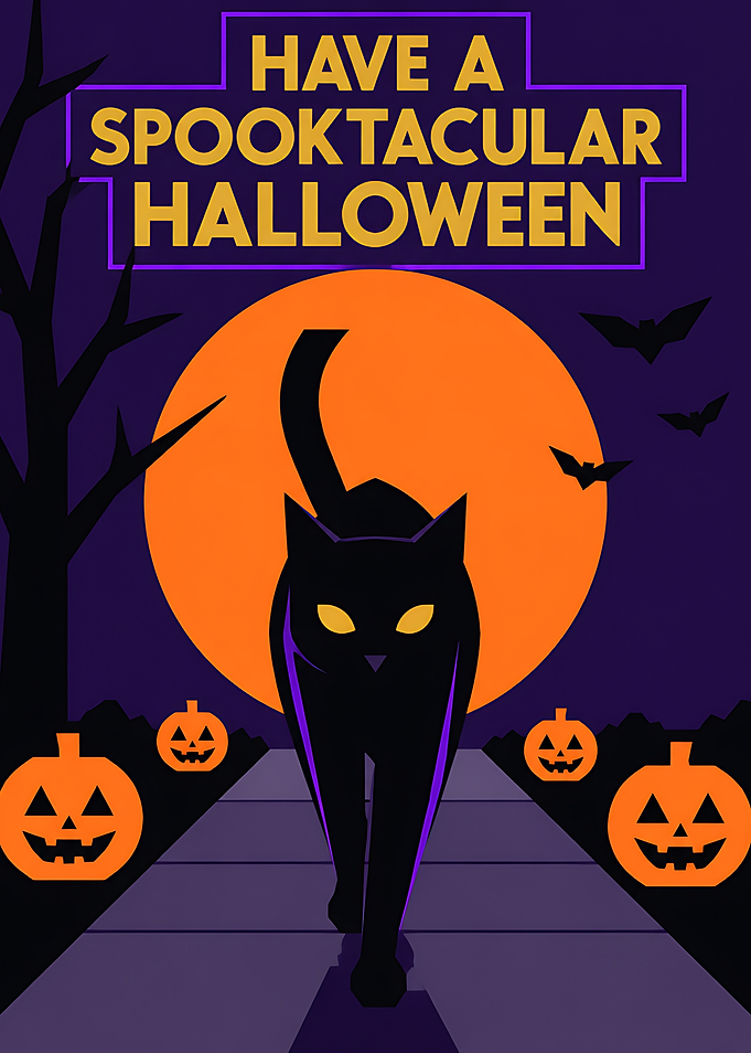 Spooktacular Halloween Black Cat Poster