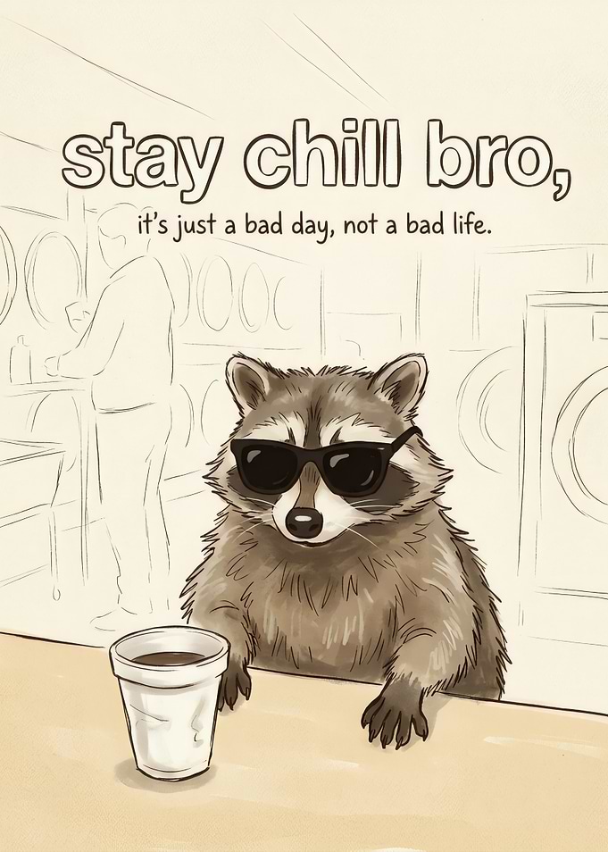 Chill Raccoon Inspirational Quote Poster