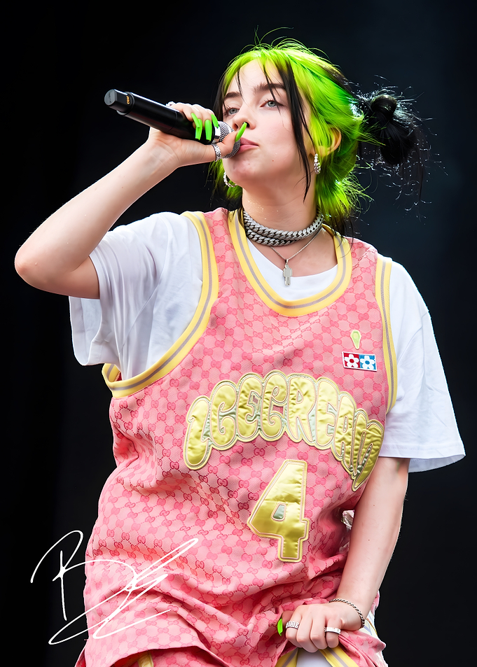 Billie Eilish Performing in Pink Jersey