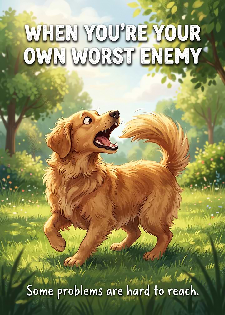 Golden Retriever Chasing Its Own Tail