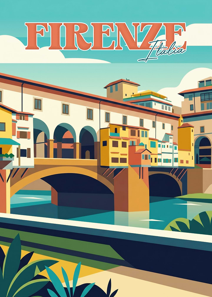 Vintage Travel Poster of Ponte Vecchio
