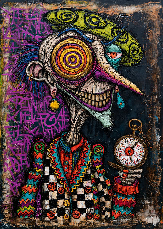 Spiral-Eyed Time Baron - Surreal Pocket Watch Portrait