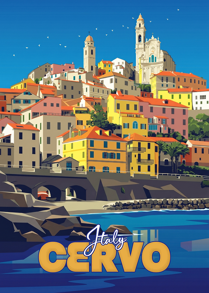 Vintage Travel Poster of Cervo, Italy