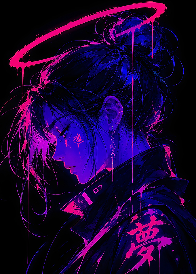Neon Cyberpunk Anime Girl