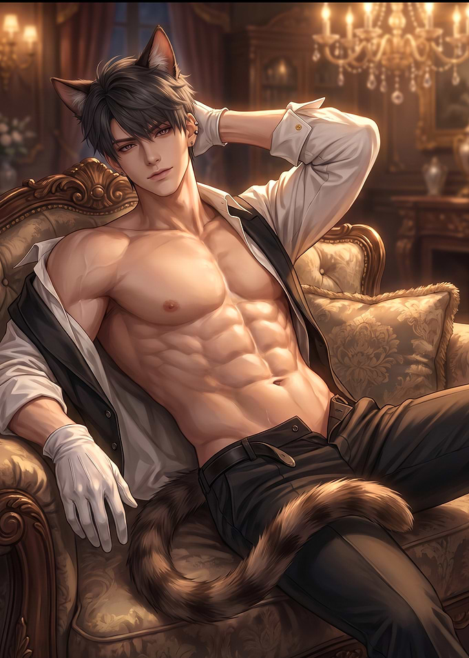 Handsome Cat-Eared Butler Resting