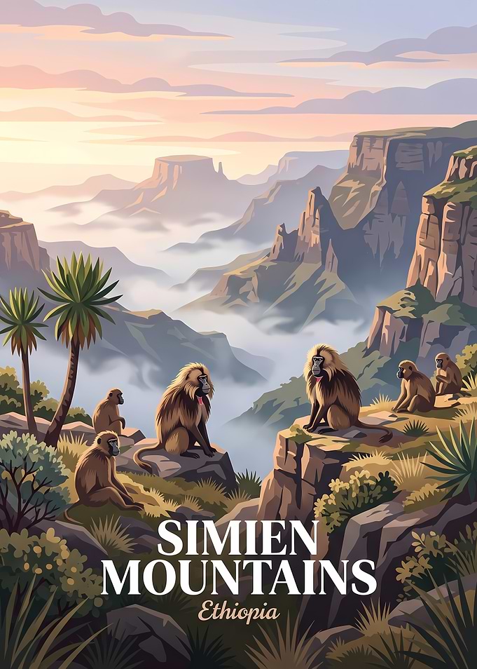 Simien Mountains Ethiopia Travel Poster