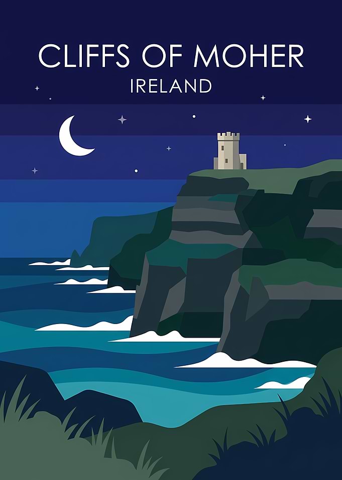 Cliffs of Moher Ireland Travel Poster