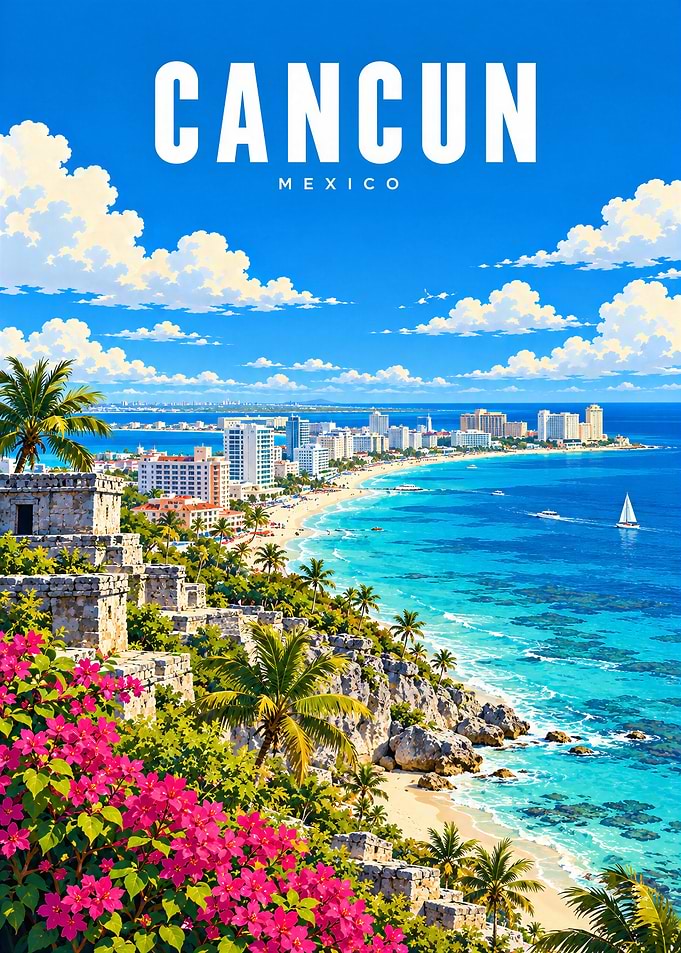 Cancun Mexico Travel Poster