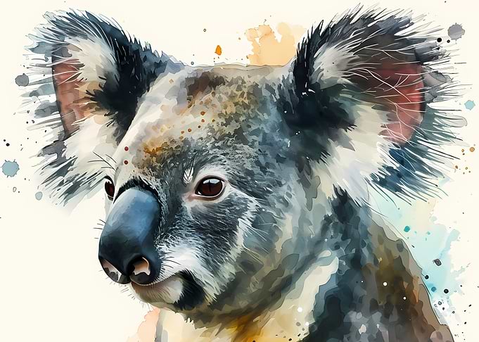 Watercolor Portrait of a Koala