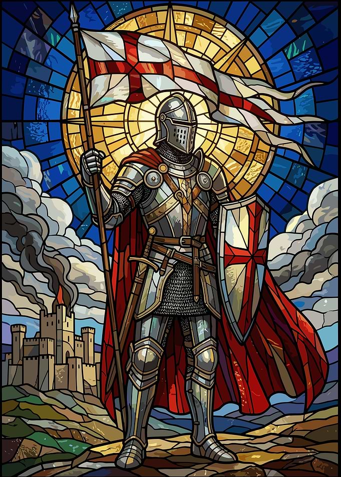 Stained Glass Crusader Knight