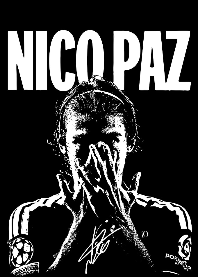 Nico Paz Black and White Poster