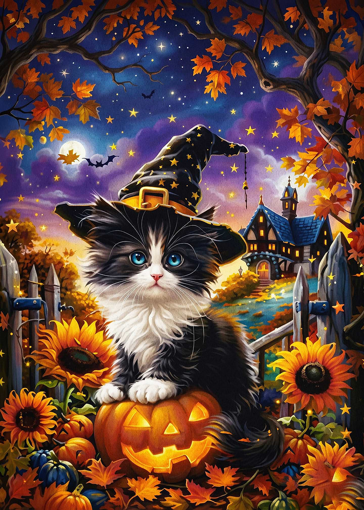 Halloween Cat Witch Cute Art