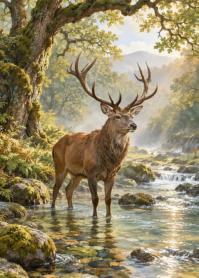 Red Deer Stag Standing Calmly