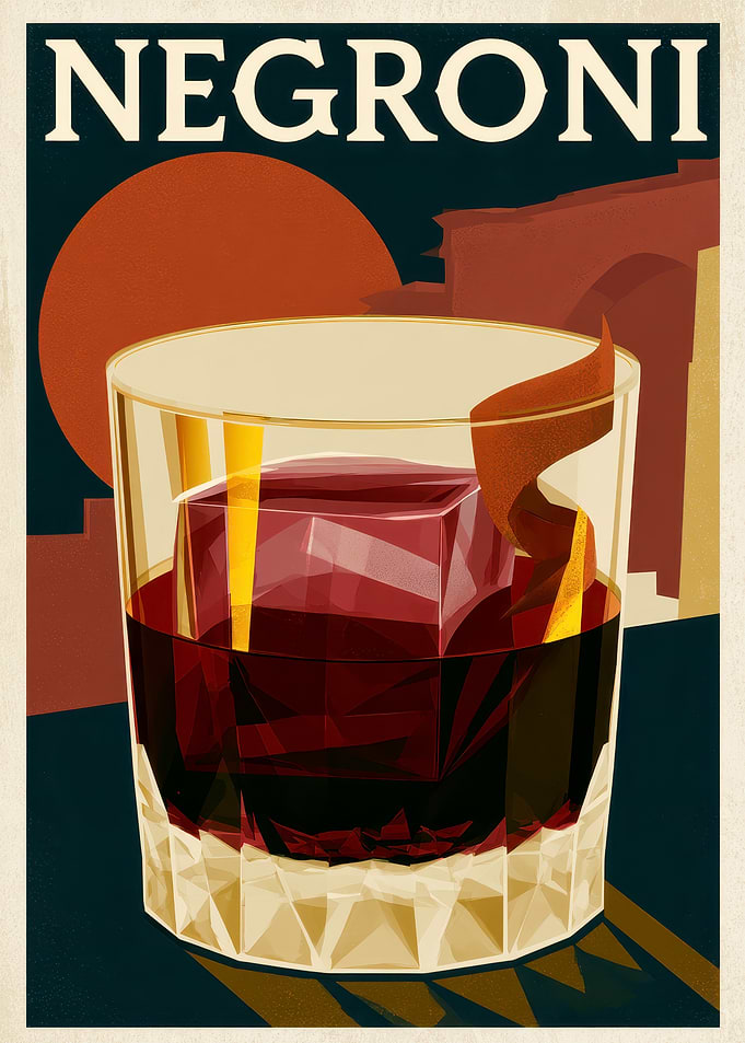 Negroni – Italian Riviera Vintage Cocktail Poster