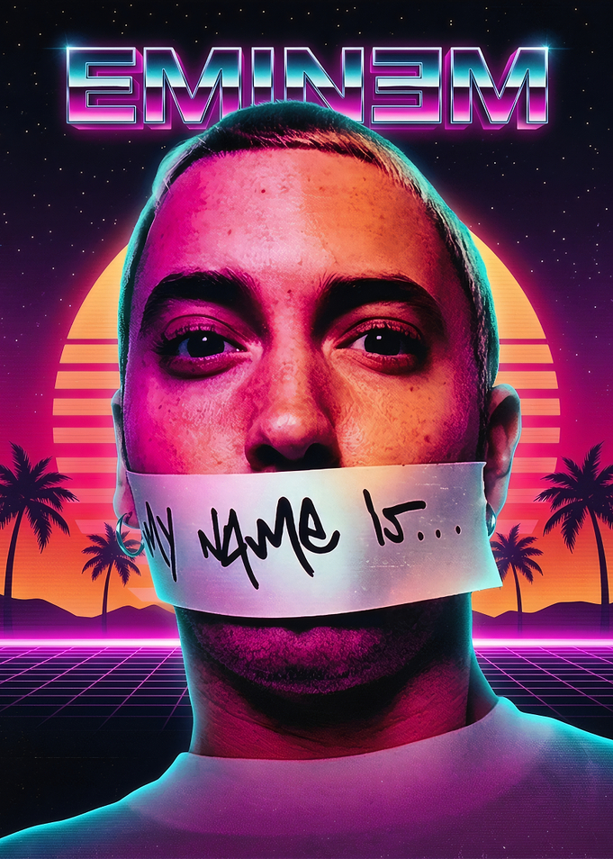 Eminem Synthwave Style Poster