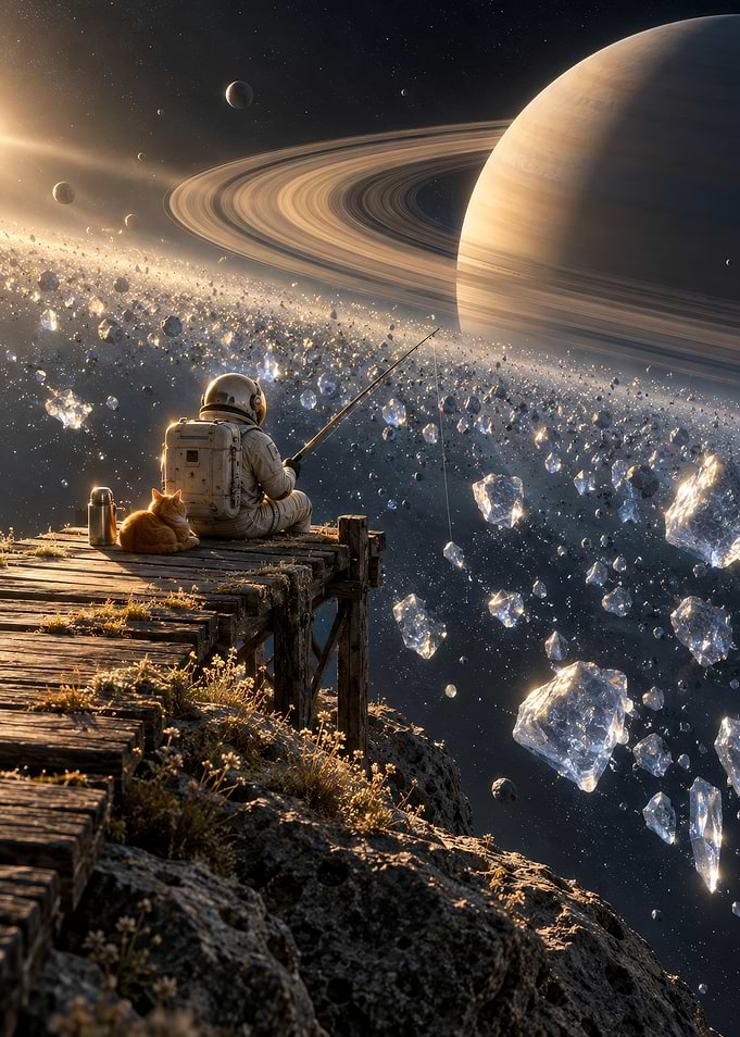 Astronaut Fishing in Deep Space