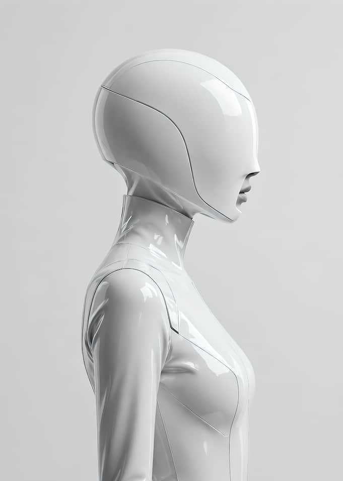Futuristic White Android Bust