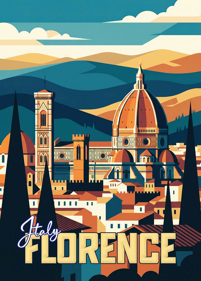 Vintage Travel Poster of Florence Italy